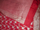 Red Color Pure Katan By Katan Kadhwa Weaved Silk Saree With Meenakari Work