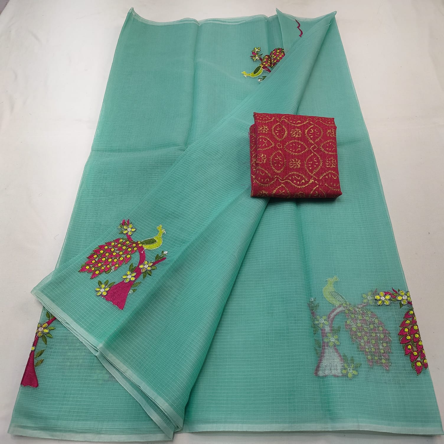 Chestnut Kota Cotton Sanganeri Print Saree – Via East