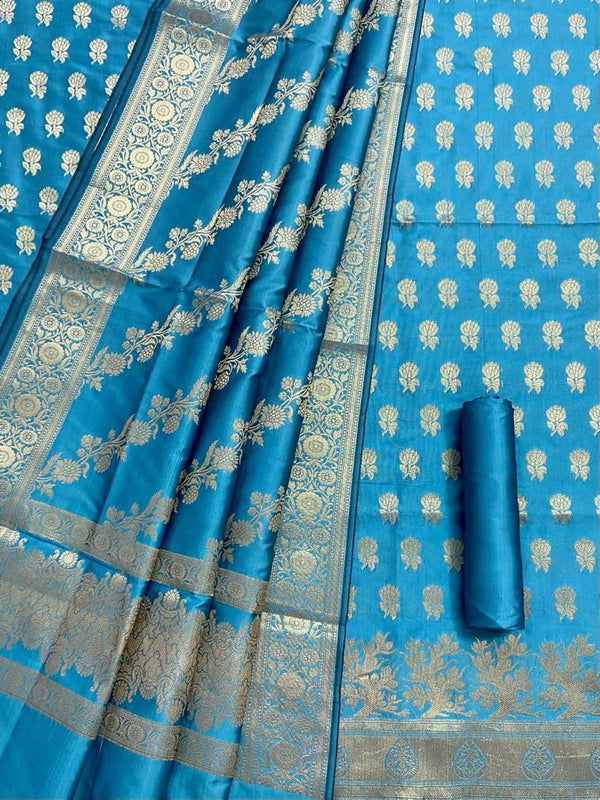 Pure Banarasi Silk Zari Weaved unstitched suit With Banarasi Silk Dupatta.