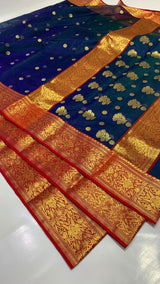 Pure Chanderi Handloom Pattu Silk Saree with Nakshi Border