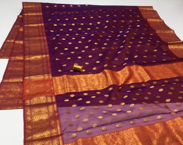 Pure Chanderi Handloom Pattu Silk Saree with Nakshi Border