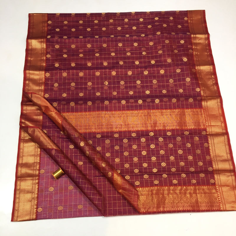 Pure Chanderi Handloom Pattu Silk Saree with Nakshi Border