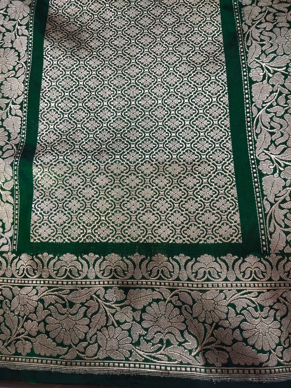 Green Color Pure Katan By Katan Kadhwa Weaved Silk Saree With Meenakari Work