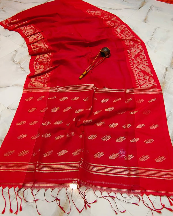 Pure Handloom Linen Silk  Saree With Blouse. ( Length- 6.3 meter )