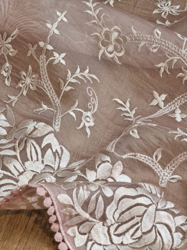 Pure Organza Silk Saree With Parsi Gaara Work.