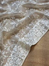 Pure Organza Silk Saree With Parsi Gaara Work.