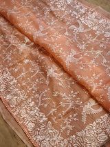 Pure Organza Silk Saree With Parsi Gaara Work.