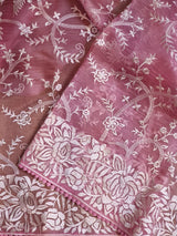 Pure Organza Silk Saree With Parsi Gaara Work.