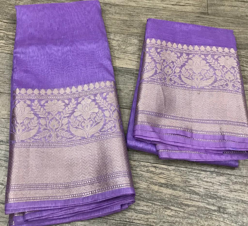 Pure Linen Border Saree with running Blouse ( length- 6.3 meter )