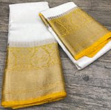 Pure Banarasi Linen Silk Border Saree with contrast Blouse ( length- 6.3 meter )