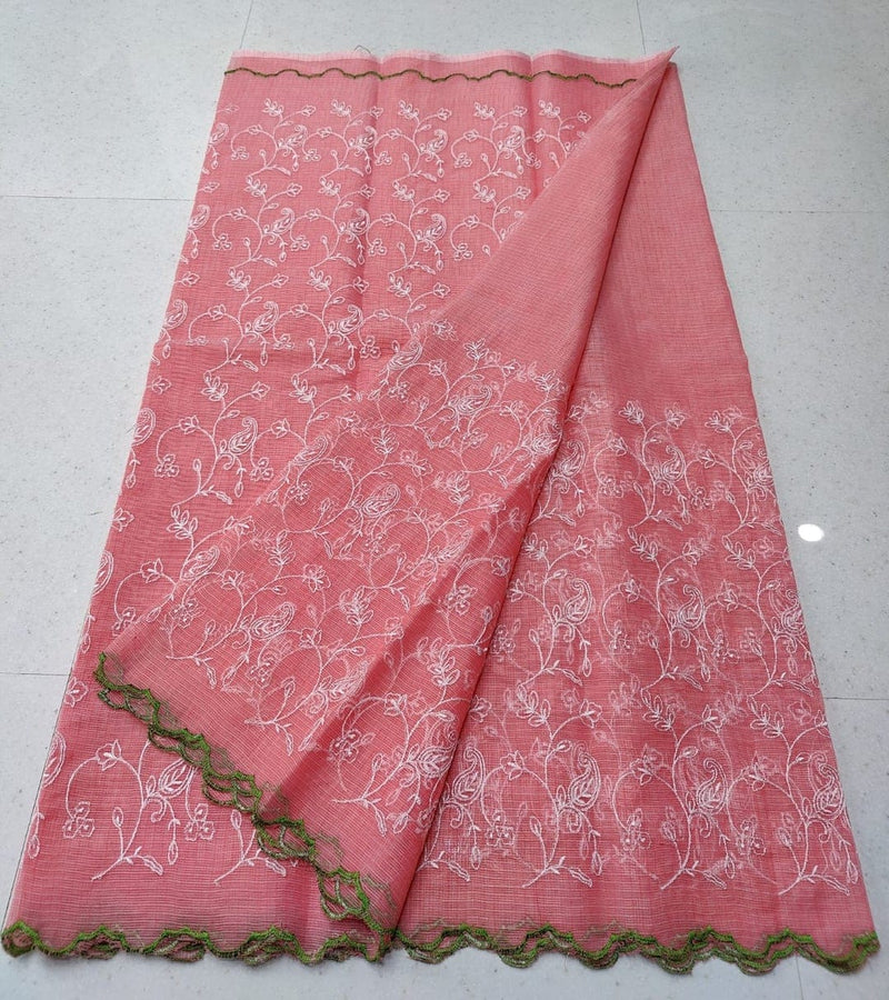 Pure Cotton Kota Doriya Embroidery work Saree With Blouse