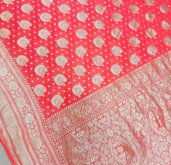 Pure Khaddi Georgette Silk Saree With Water Zari Work