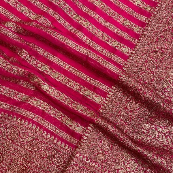 Pure Khaddi Georgette Silk Saree With Zari Work