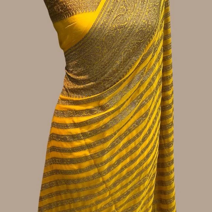 Pure Khaddi Georgette Silk Saree With Zari Work