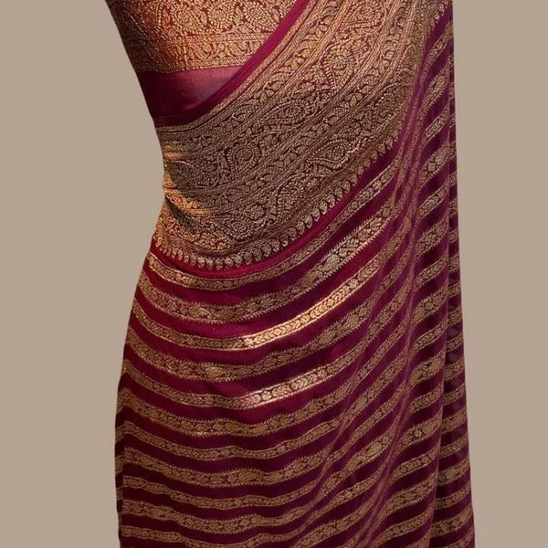 Pure Khaddi Georgette Silk Saree With Zari Work