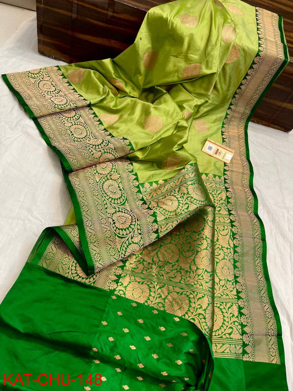 Pure Katan Silk Saree with Antique zari Work