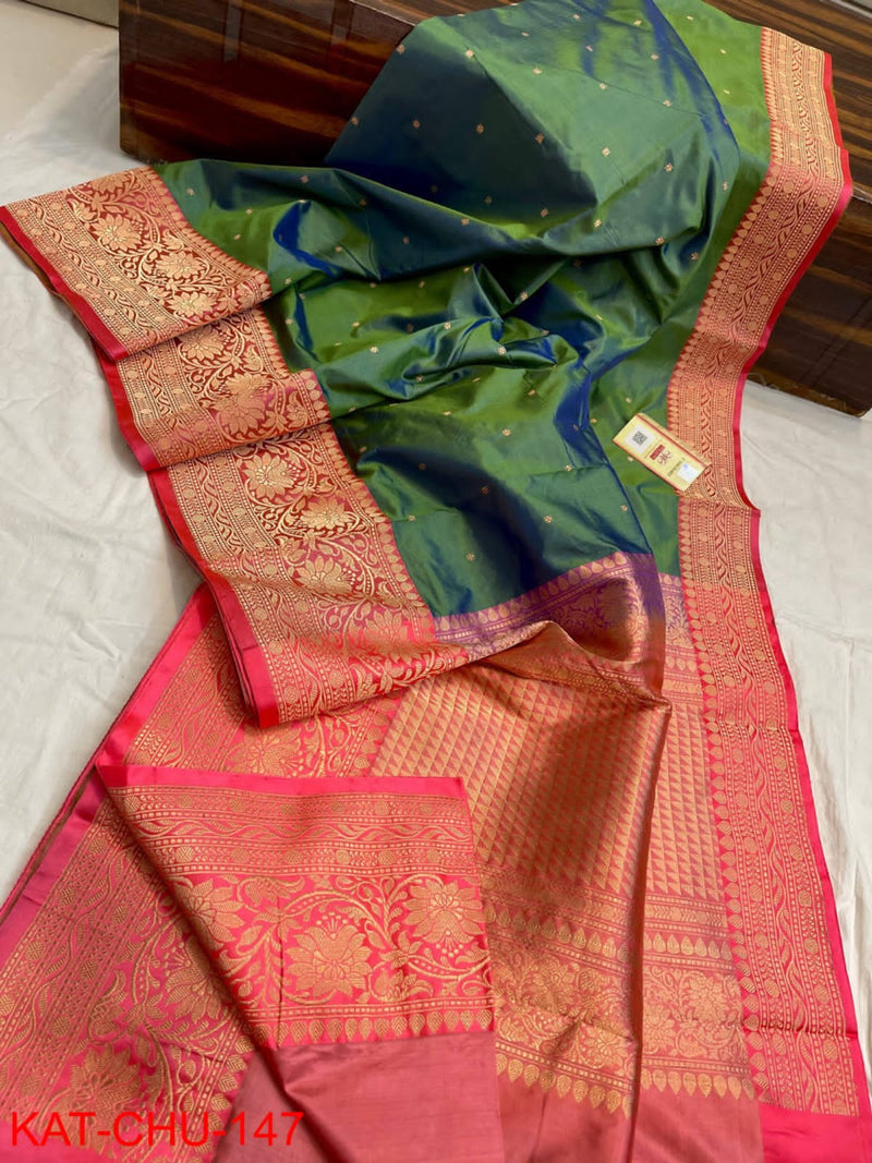 Pure Katan Silk Saree with Antique zari Work