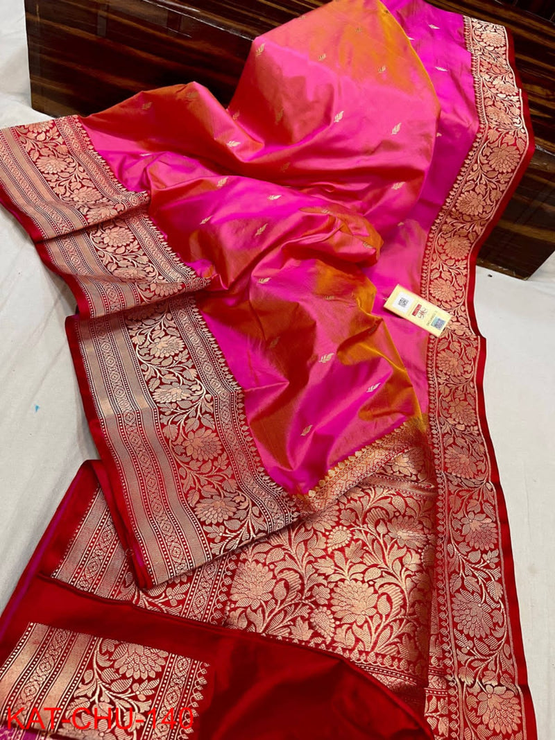 Pure Katan Silk Saree with Antique zari Work