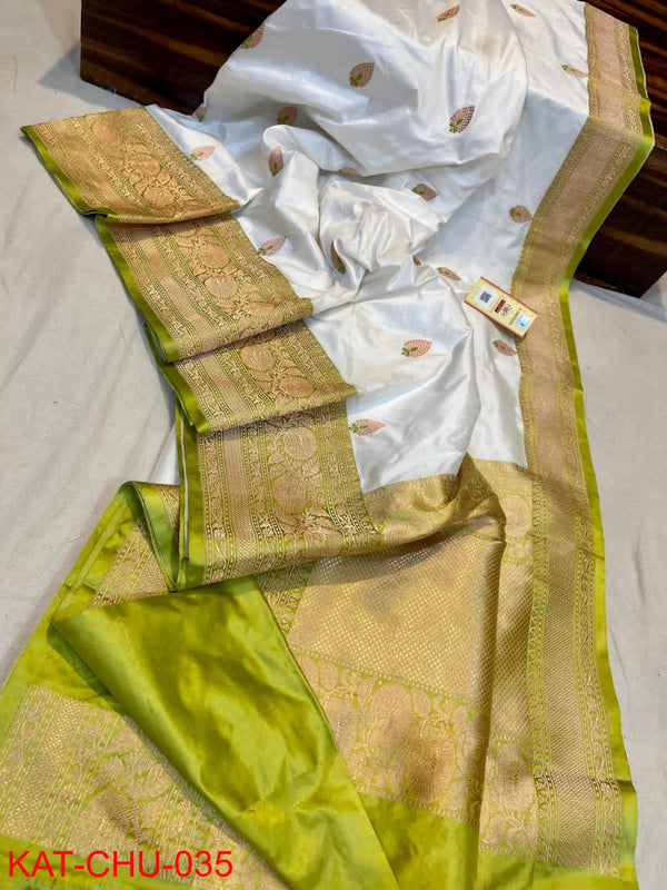 Pure Katan Silk Saree with Antique zari Work