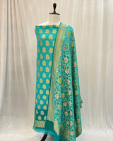 Pure Khaddi Georgette Unstitched Suit With water Zari Work.