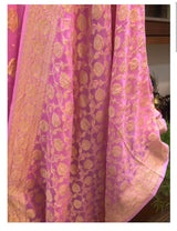 Pure Khaddi Georgette Unstitched Suit With Zari Work.