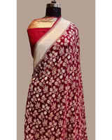 Pure Banarasi Handloom Khaddi Georgette Silk Saree with Zari Work ( length- 6.3 meter )