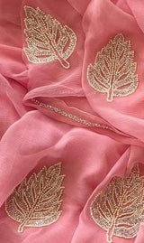 Pure Diamond Chiffon Moti Work With Running Blouse.(13 buti All Over Saree)