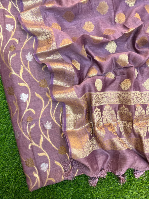 Pure Banarasi Moonga Silk Sona Rupa Zari Woven Suit With Banarasi Moonga Silk Zari Buti Dupatta