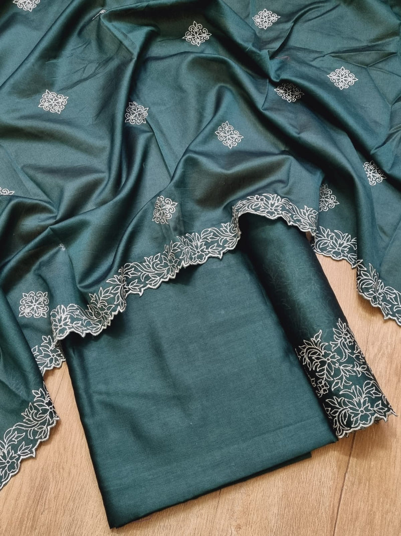 Pure Banarasi Chanderi Silk Embroidery Suit With Banarasi Chanderi Silk Duppata