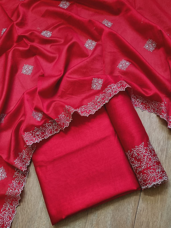 Pure Banarasi Chanderi Silk Embroidery Suit With Banarasi Chanderi Silk Duppata