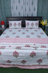 Pure Cotton Hand-Block Print Jaipuri Double Bedsheet With Pillow Cover