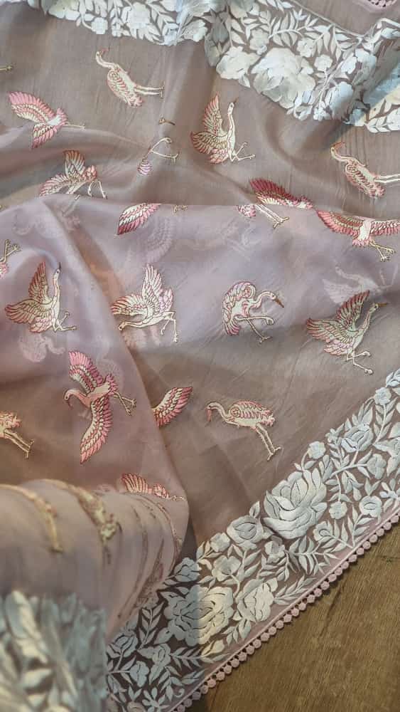 New) Organza Silk Sarees With Embroidery Work For Girls 2022