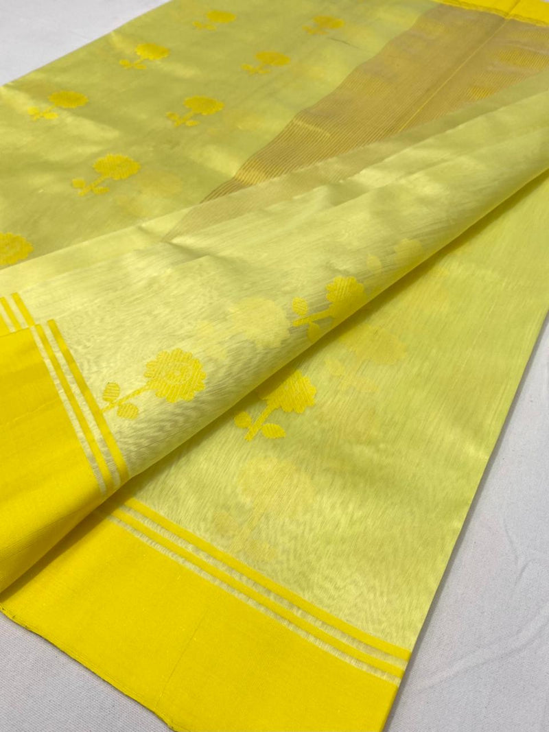 Pure Chanderi Silk Hand Woven Pattu Silk Saree With Blouse.