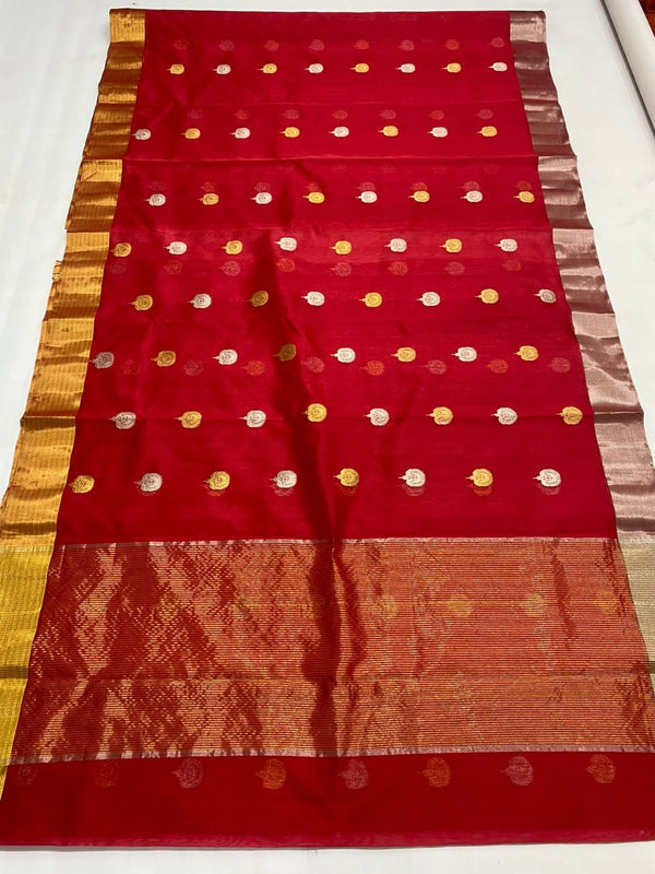 Pure Chanderi Silk Hand Woven  Saree With Blouse.