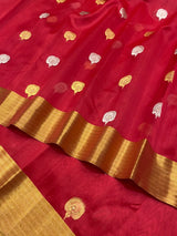 Pure Chanderi Silk Hand Woven  Saree With Blouse.