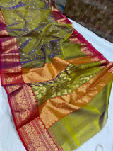 Pure Chanderi Silk Hand Woven  Saree With Blouse.