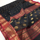 Pure Chanderi Silk Hand Woven  Saree With Blouse.