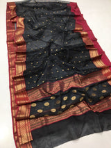 Pure Chanderi Silk Hand Woven  Saree With Blouse.