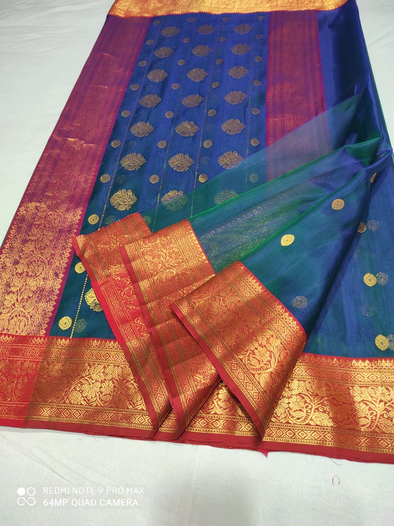 Pure Chanderi Silk Hand Woven  Saree With Blouse.