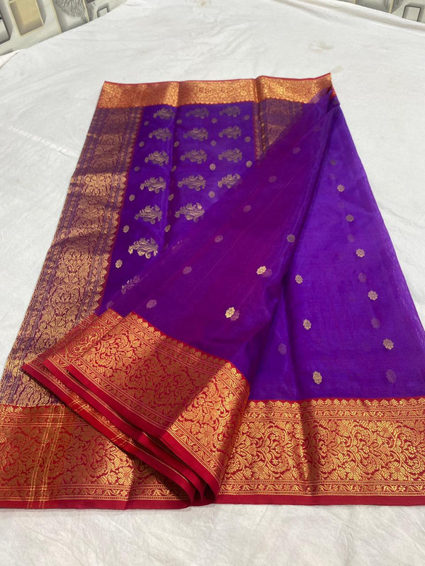 Pure Chanderi Silk Hand Woven  Saree With Blouse.