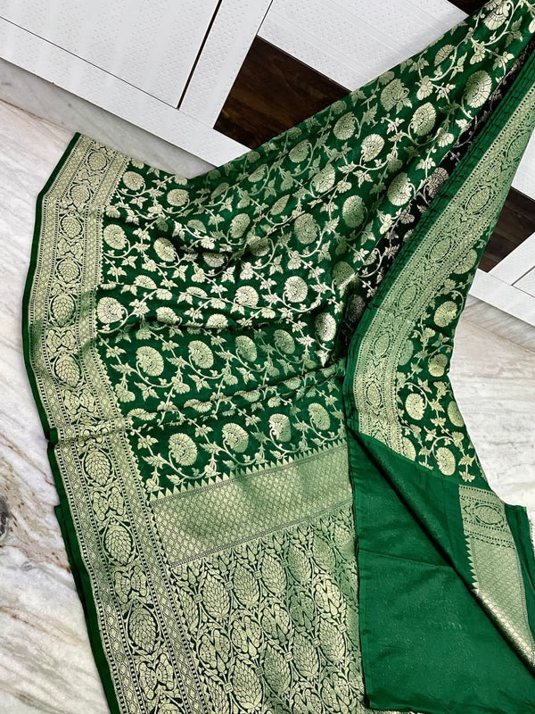 Banarasi Semi Georgette Silk Jaal Work Saree With Blouse.