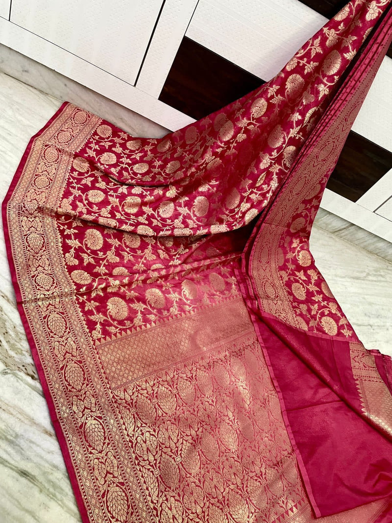 Banarasi Semi Georgette Silk Jaal Work Saree With Blouse.