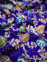 Pure Khaddi Georgette Multi Minakari with Rai Bandhani.