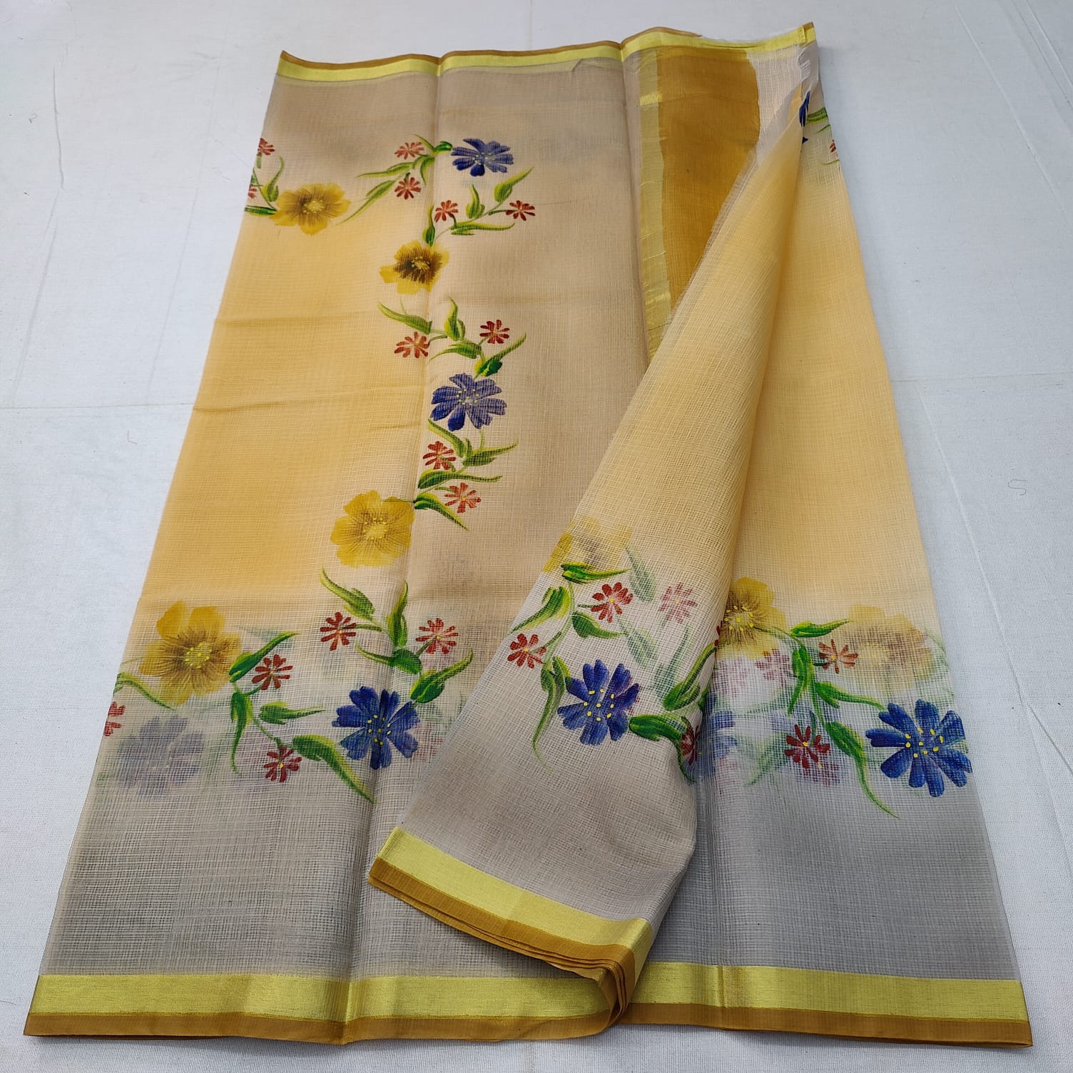 Green Kota Doria Embroidery Saree, 6.3 m (with blouse piece) at best price  in Kota