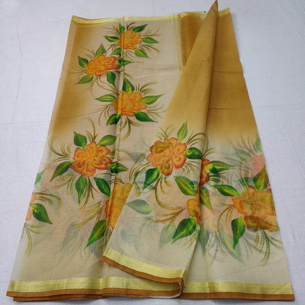 Pure Kota Doriya Hand Block Print Saree with Running Blouse.