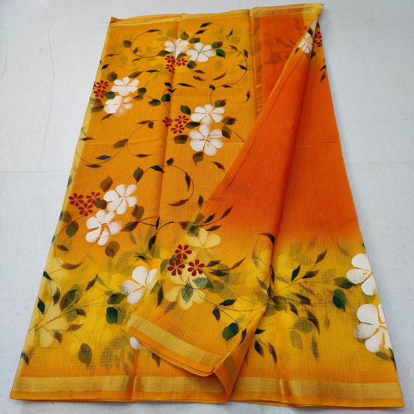 Pure Kota Doriya Hand Block Print Saree with Running Blouse.