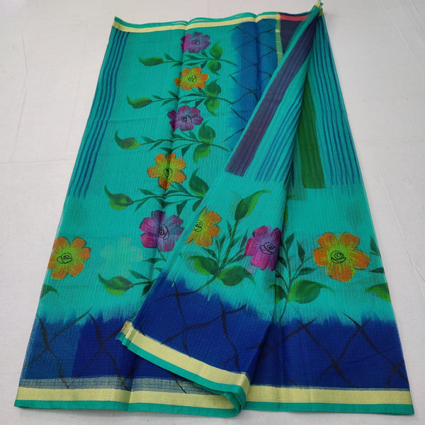 Pure Kota Doriya Hand Block Print Saree with Running Blouse.