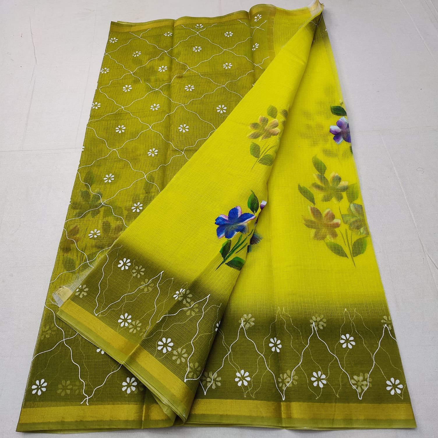 Discharge Printed Pure Silk Kota Saree 400 gms – Kalpana