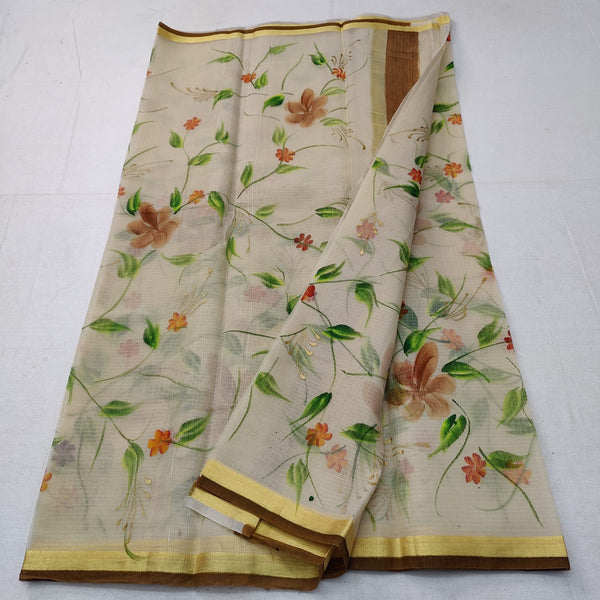 Pure Kota Doriya Hand Block Print Saree with Running Blouse.