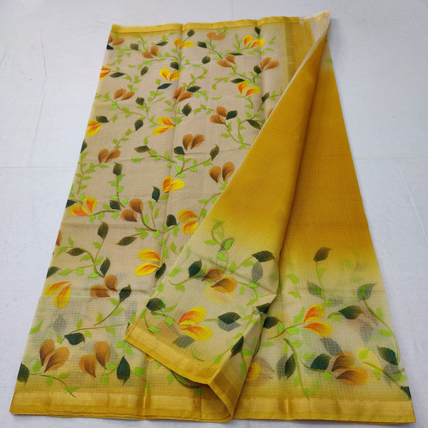 Pure Kota Doriya Hand Block Print Saree with Running Blouse.